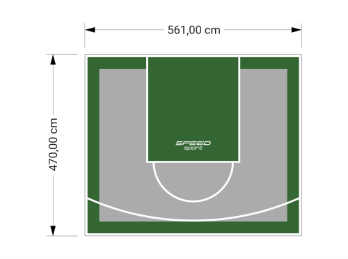 26M2/470X561CM SZARO-ZIELONE BOISKO DO KOSZYKÓWKI SPEEDSPORT HEXA POWER PRO