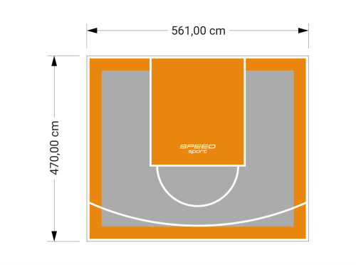 26M2/470X561CM SZARO-POMARAŃCZOWE BOISKO DO KOSZYKÓWKI SPEEDSPORT HEXA POWER PRO