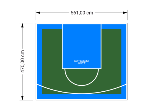 26M2/470X561CM ZIELONO-BŁĘKITNE BOISKO DO KOSZYKÓWKI SPEEDSPORT HEXA POWER PRO