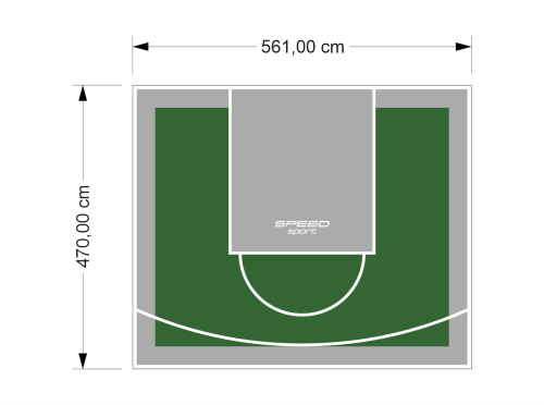 26M2/470X561CM ZIELONO-SZARE BOISKO DO KOSZYKÓWKI SPEEDSPORT HEXA POWER PRO