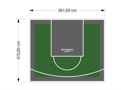 26M2/470X561CM ZIELONO-GRAFITOWE BOISKO DO KOSZYKÓWKI SPEEDSPORT HEXA POWER PRO