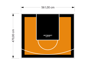 26M2/470X561CM POMARAŃCZOWO-CZARNE BOISKO DO KOSZYKÓWKI SPEEDSPORT HEXA POWER PRO