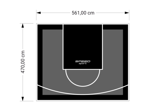 26M2/470X561CM GRAFITOWO-CZARNE BOISKO DO KOSZYKÓWKI SPEEDSPORT HEXA POWER PRO
