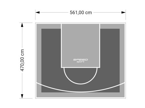 26M2/470X561CM GRAFITOWO-SZARE BOISKO DO KOSZYKÓWKI SPEEDSPORT HEXA POWER PRO