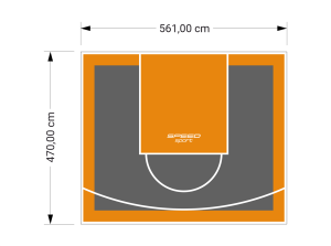 26M2/470X561CM GRAFITOWO-POMARAŃCZOWE BOISKO DO KOSZYKÓWKI SPEEDSPORT HEXA POWER PRO