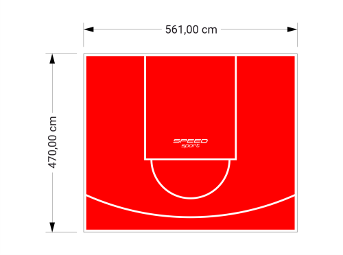 26M2/470X561CM CZERWONE BOISKO DO KOSZYKÓWKI SPEEDSPORT HEXA POWER PRO