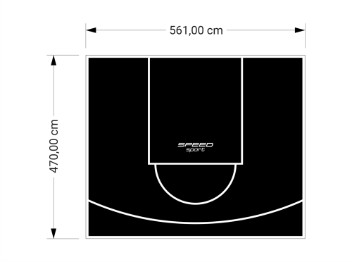 26M2/470X561CM CZARNE BOISKO DO KOSZYKÓWKI SPEEDSPORT HEXA POWER PRO