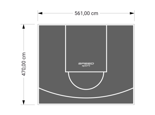 26M2/470X561CM GRAFITOWE BOISKO DO KOSZYKÓWKI SPEEDSPORT HEXA POWER PRO
