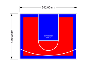 28M2/470X592CM CZERWONO-NIEBIESKIE BOISKO DO KOSZYKÓWKI SPEEDSPORT HEXA POWER PRO