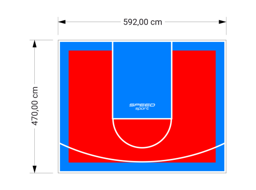 28M2/470X592CM CZERWONO-BŁĘKITNE BOISKO DO KOSZYKÓWKI SPEEDSPORT HEXA POWER PRO