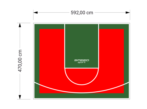 28M2/470X592CM CZERWONO-ZIELONE BOISKO DO KOSZYKÓWKI SPEEDSPORT HEXA POWER PRO