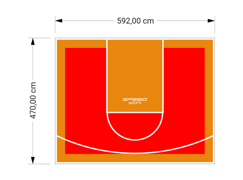 28M2/470X592CM CZERWONO-POMARAŃCZOWE BOISKO DO KOSZYKÓWKI SPEEDSPORT HEXA POWER PRO