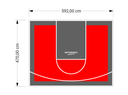 28M2/470X592CM CZERWONO-GRAFITOWE BOISKO DO KOSZYKÓWKI SPEEDSPORT HEXA POWER PRO