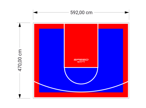 28M2/470X592CM NIEBIESKO-CZERWONE BOISKO DO KOSZYKÓWKI SPEEDSPORT HEXA POWER PRO