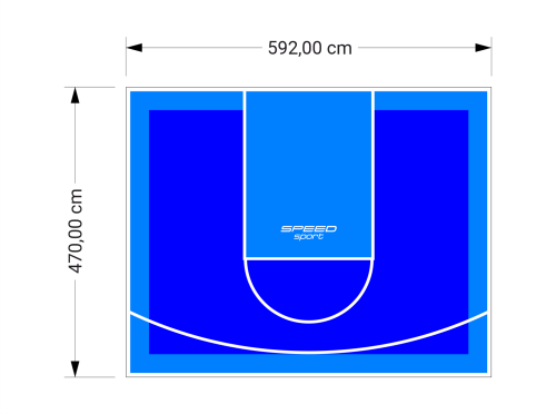 28M2/470X592CM NIEBIESKO-BŁĘKITNE BOISKO DO KOSZYKÓWKI SPEEDSPORT HEXA POWER PRO