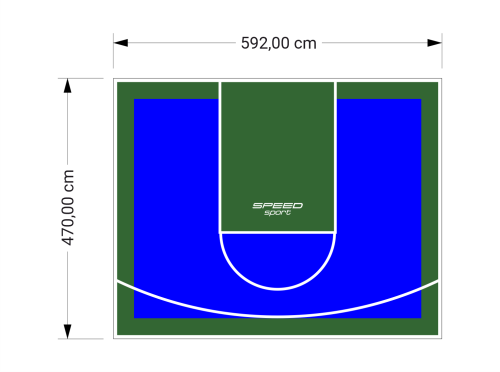 28M2/470X592CM NIEBIESKO-ZIELONE BOISKO DO KOSZYKÓWKI SPEEDSPORT HEXA POWER PRO