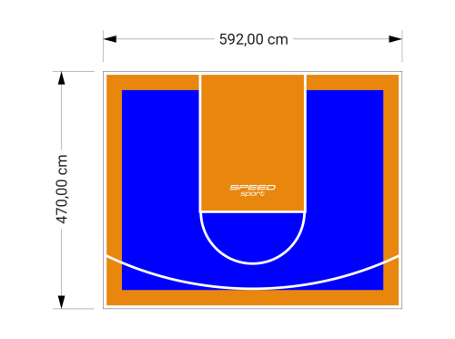 28M2/470X592CM NIEBIESKO-POMARAŃCZOWE BOISKO DO KOSZYKÓWKI SPEEDSPORT HEXA POWER PRO