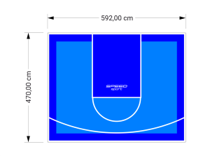 28M2/470X592CM BŁĘKITNO-NIEBIESKIE BOISKO DO KOSZYKÓWKI SPEEDSPORT HEXA POWER PRO