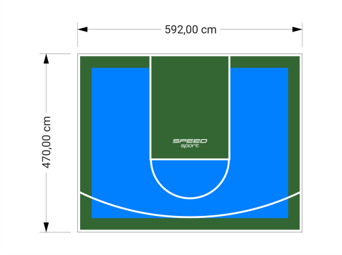 28M2/470X592CM BŁĘKITNO-ZIELONE BOISKO DO KOSZYKÓWKI SPEEDSPORT HEXA POWER PRO