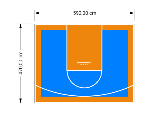 28M2/470X592CM BŁĘKITNO-POMARAŃCZOWE BOISKO DO KOSZYKÓWKI SPEEDSPORT HEXA POWER PRO