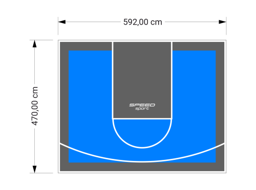 28M2/470X592CM BŁĘKITNO-GRAFITOWE BOISKO DO KOSZYKÓWKI SPEEDSPORT HEXA POWER PRO
