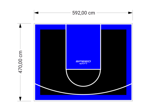 28M2/470X592CM CZARNO-NIEBIESKIE BOISKO DO KOSZYKÓWKI SPEEDSPORT HEXA POWER PRO