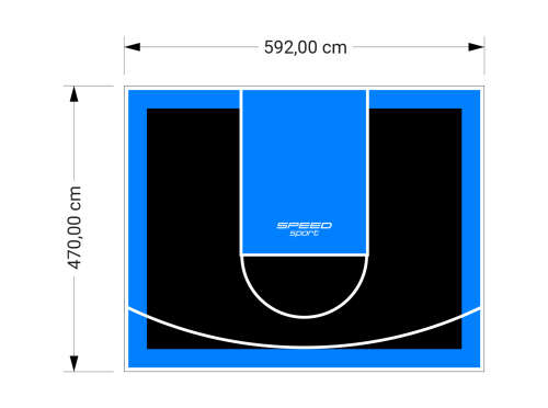 28M2/470X592CM CZARNO-BŁĘKITNE BOISKO DO KOSZYKÓWKI SPEEDSPORT HEXA POWER PRO
