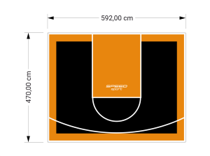 28M2/470X592CM CZARNO-POMARAŃCZOWE BOISKO DO KOSZYKÓWKI SPEEDSPORT HEXA POWER PRO