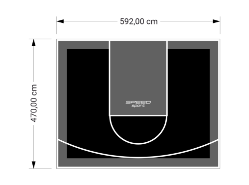 28M2/470X592CM CZARNO-GRAFITOWE BOISKO DO KOSZYKÓWKI SPEEDSPORT HEXA POWER PRO
