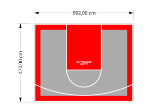 28M2/470X592CM SZARO-CZERWONE BOISKO DO KOSZYKÓWKI SPEEDSPORT HEXA POWER PRO