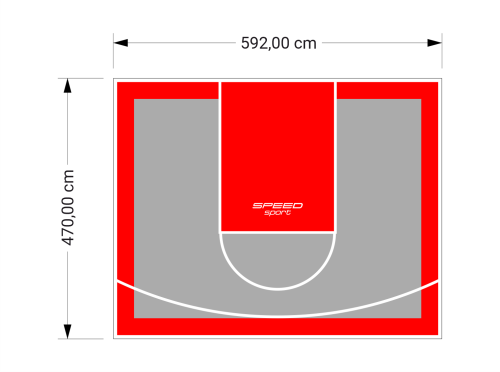 28M2/470X592CM SZARO-CZERWONE BOISKO DO KOSZYKÓWKI SPEEDSPORT HEXA POWER PRO