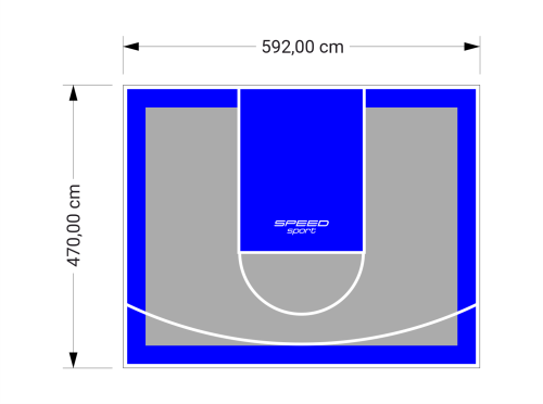 28M2/470X592CM SZARO-NIEBIESKIE BOISKO DO KOSZYKÓWKI SPEEDSPORT HEXA POWER PRO