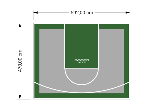28M2/470X592CM SZARO-ZIELONE BOISKO DO KOSZYKÓWKI SPEEDSPORT HEXA POWER PRO