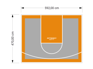 28M2/470X592CM SZARO-POMARAŃCZOWE BOISKO DO KOSZYKÓWKI SPEEDSPORT HEXA POWER PRO