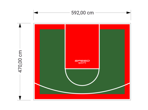28M2/470X592CM ZIELONO-CZERWONE BOISKO DO KOSZYKÓWKI SPEEDSPORT HEXA POWER PRO