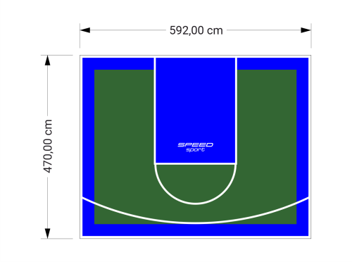28M2/470X592CM ZIELONO-NIEBIESKIE BOISKO DO KOSZYKÓWKI SPEEDSPORT HEXA POWER PRO