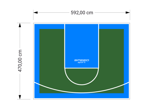 28M2/470X592CM ZIELONO-BŁĘKITNE BOISKO DO KOSZYKÓWKI SPEEDSPORT HEXA POWER PRO