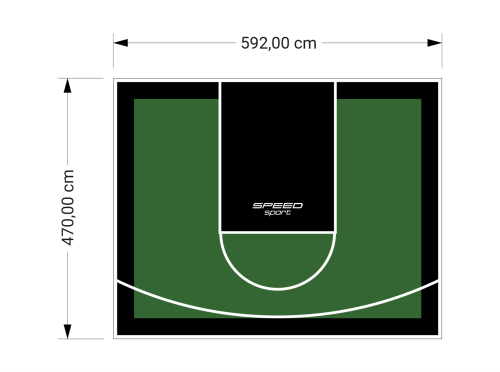 28M2/470X592CM ZIELONO-CZARNE BOISKO DO KOSZYKÓWKI SPEEDSPORT HEXA POWER PRO