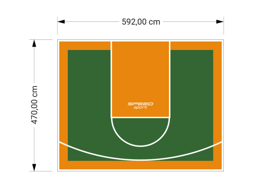 28M2/470X592CM ZIELONO-POMARAŃCZOWE BOISKO DO KOSZYKÓWKI SPEEDSPORT HEXA POWER PRO