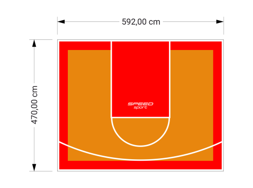 28M2/470X592CM POMARAŃCZOWO-CZERWONE BOISKO DO KOSZYKÓWKI SPEEDSPORT HEXA POWER PRO
