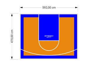 28M2/470X592CM POMARAŃCZOWO-NIEBIESKIE BOISKO DO KOSZYKÓWKI SPEEDSPORT HEXA POWER PRO