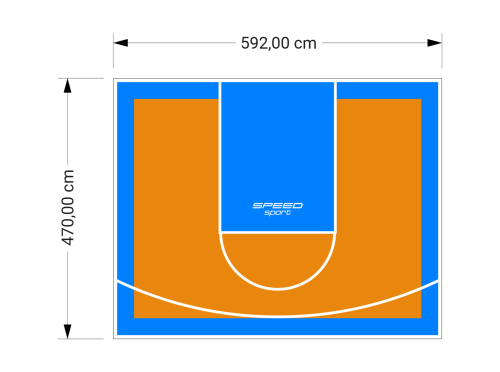 28M2/470X592CM POMARAŃCZOWO-BŁĘKITNE BOISKO DO KOSZYKÓWKI SPEEDSPORT HEXA POWER PRO
