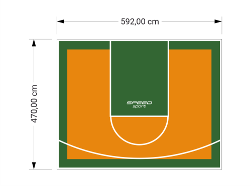 28M2/470X592CM POMARAŃCZOWO-ZIELONE BOISKO DO KOSZYKÓWKI SPEEDSPORT HEXA POWER PRO