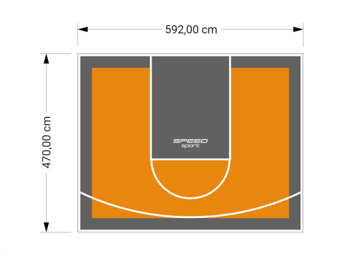 28M2/470X592CM POMARAŃCZOWO-GRAFITOWE BOISKO DO KOSZYKÓWKI SPEEDSPORT HEXA POWER PRO