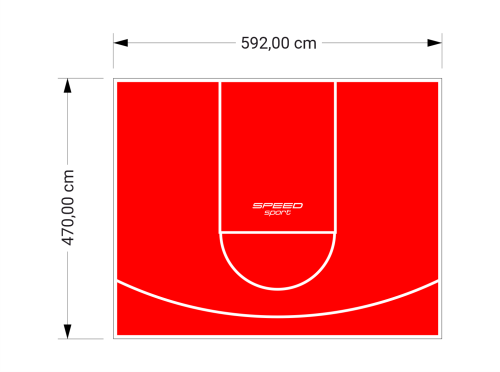 28M2/470X592CM CZERWONE BOISKO DO KOSZYKÓWKI SPEEDSPORT HEXA POWER PRO