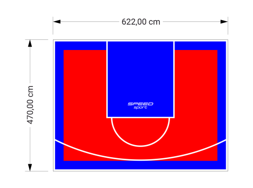 29M2/470X622CM CZERWONO-NIEBIESKIE BOISKO DO KOSZYKÓWKI SPEEDSPORT HEXA POWER PRO