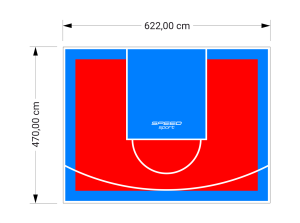 29M2/470X622CM CZERWONO-BŁĘKITNE BOISKO DO KOSZYKÓWKI SPEEDSPORT HEXA POWER PRO