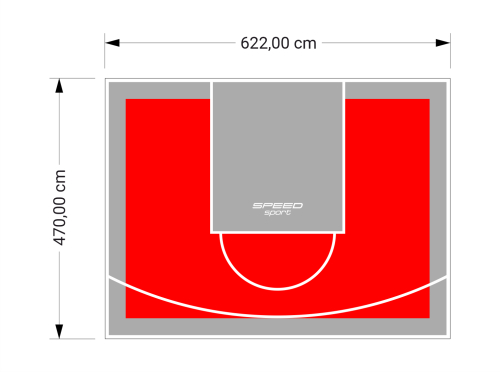 29M2/470X622CM CZERWONO-SZARE BOISKO DO KOSZYKÓWKI SPEEDSPORT HEXA POWER PRO