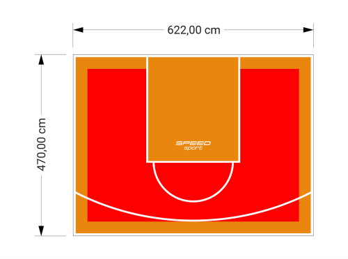29M2/470X622CM CZERWONO-POMARAŃCZOWE BOISKO DO KOSZYKÓWKI SPEEDSPORT HEXA POWER PRO