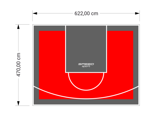 29M2/470X622CM CZERWONO-GRAFITOWE BOISKO DO KOSZYKÓWKI SPEEDSPORT HEXA POWER PRO